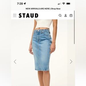STAUD + WRANGLER THE PENCIL SKIRT MID BLUE